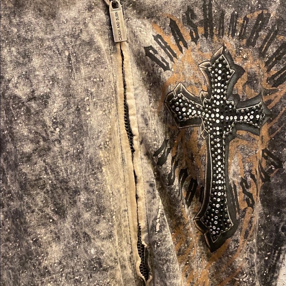 Crash & Burn Black and Gray Cross Hoodie